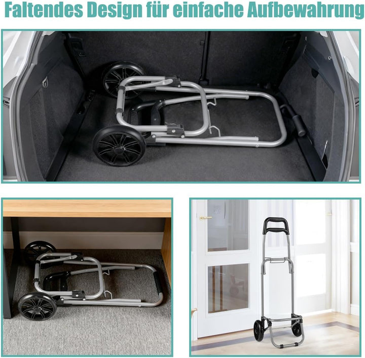 COSTWAY 35L Einkaufstrolley klappbar, Einkaufswagen mit Rollen, Einkaufsroller mit abnembarer Einkau