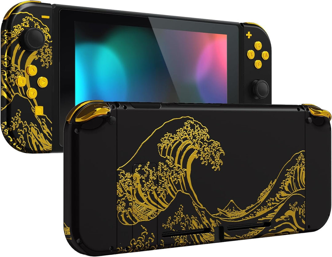 eXtremeRate Hülle Case für Nintendo Switch Joycon/Konsole, Rückgehäuse&Kickstand für Switch Console,