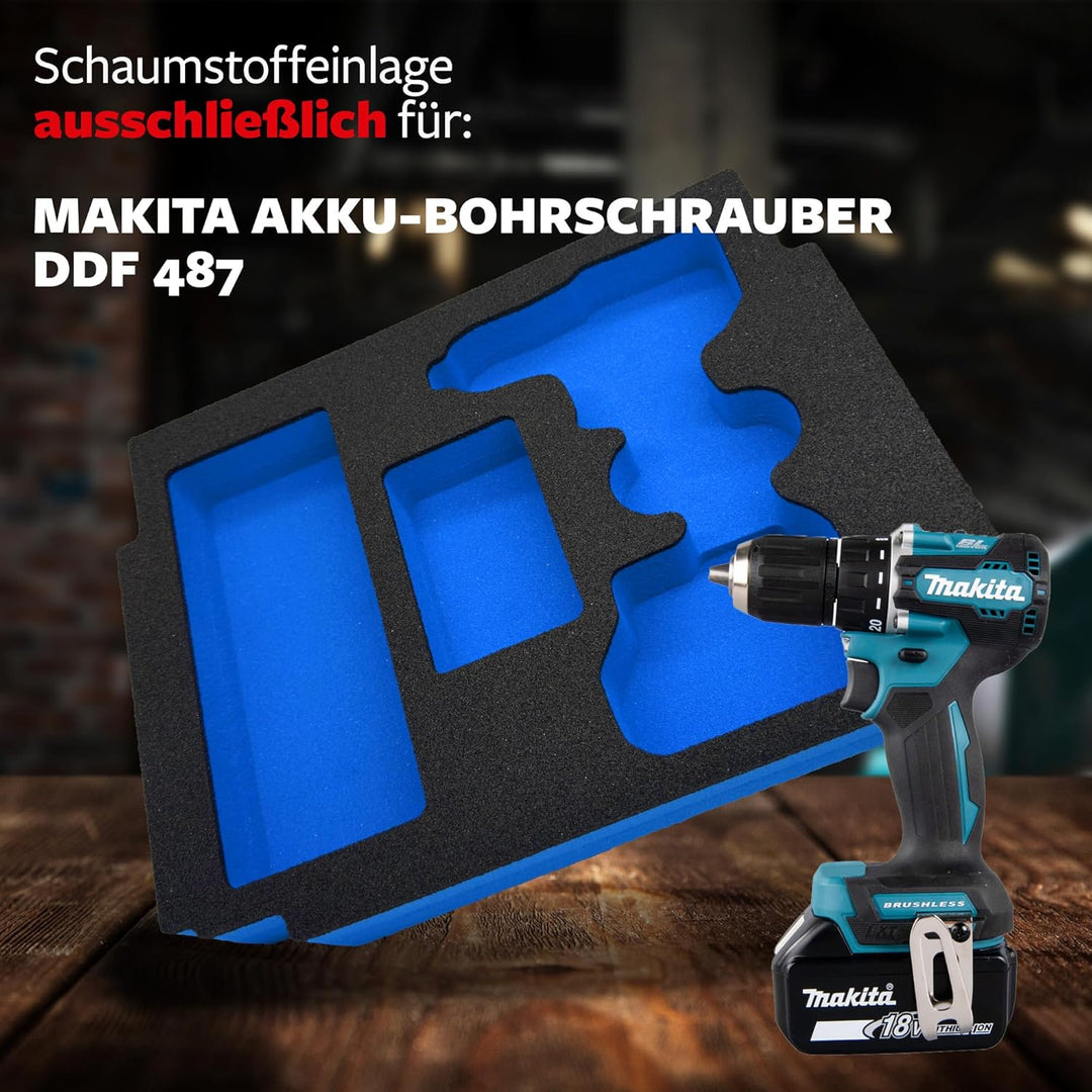 APTEX Schaumeinlage passend für Makita Akku-Bohrschrauber DDF487 für MakPac Gr. 1-2