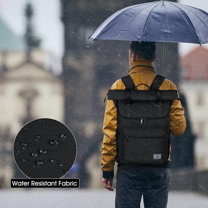 Lubardy Rolltop Rucksack Herren Damen Wasserdicht Rucksack Herren Laptop Rucksack 17,3 Zoll mit USB-