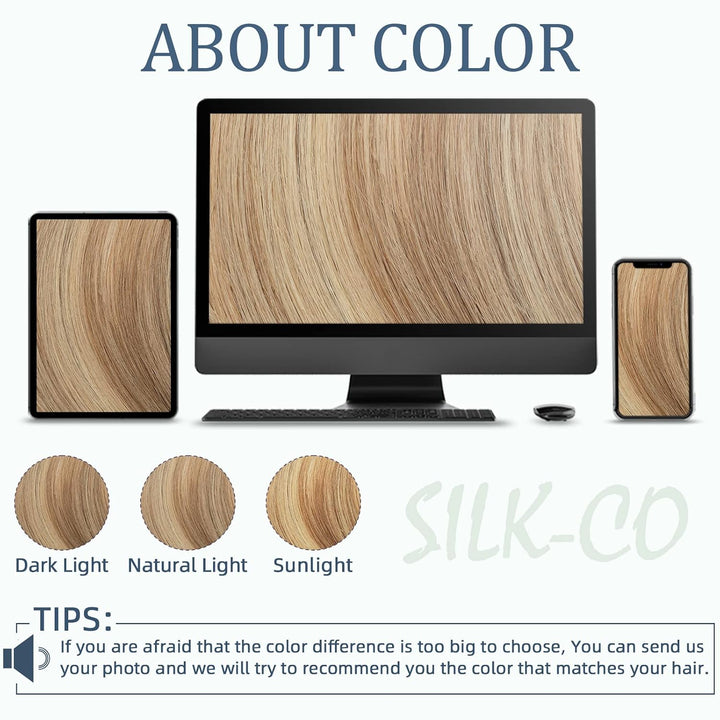 Silk-co Haarteile Echthaar Clip in Extensions Echthaar 1Pc 5Clips Haarverlängerung Weich Natürlich H