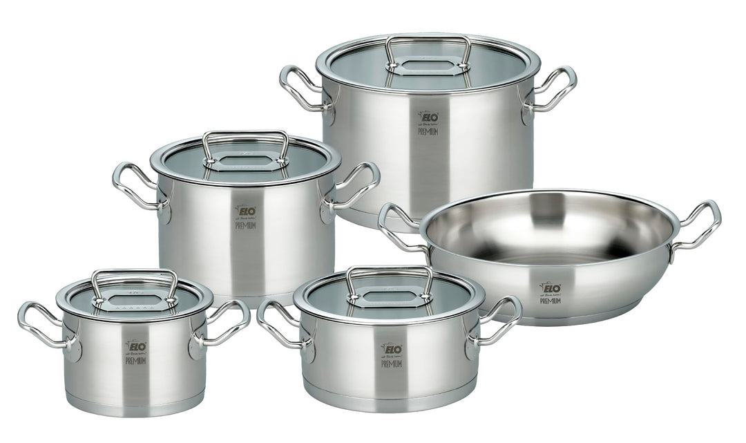 ELO Premium Topfset Gourmet Plus 5 tlg., für alle Herdarten geeignet, Edelstahl, integriertes Öl-Dos