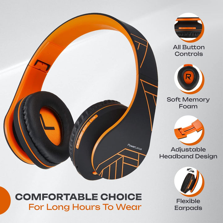 PowerLocus Bluetooth Over-Ear Kopfhörer, Kabellos Stereo Faltbare Kopfhörer Kabellose und Kabel-Kopf