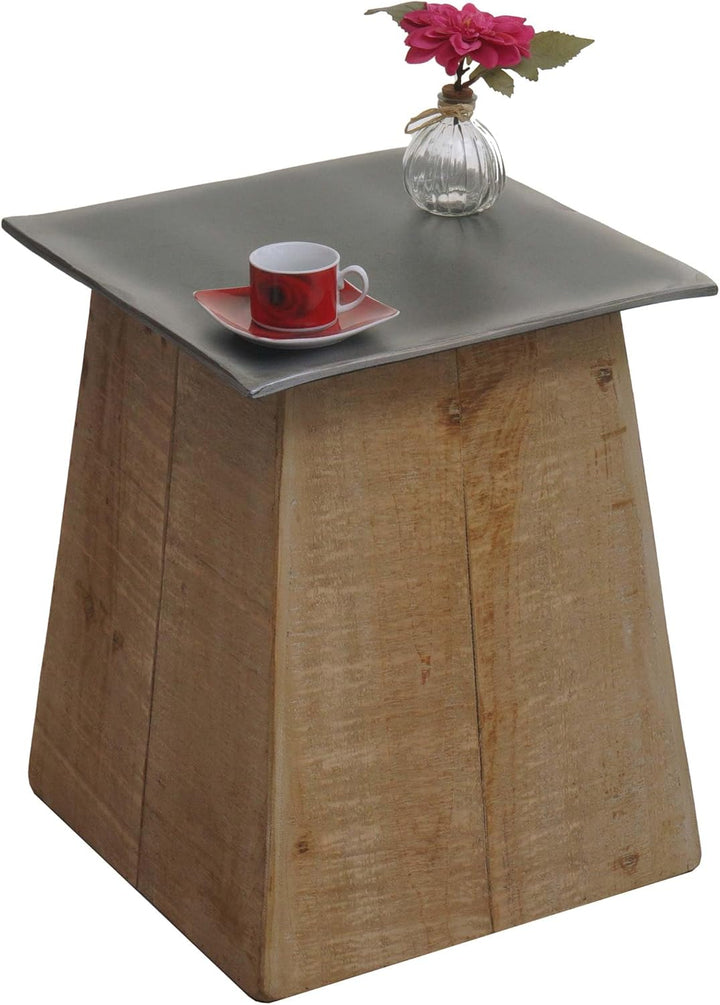 Beistelltisch HWC-L76b, Blumentisch Tisch, Industrial Massiv-Holz MVG-Zertifiziert 45x36x36cm, Natur