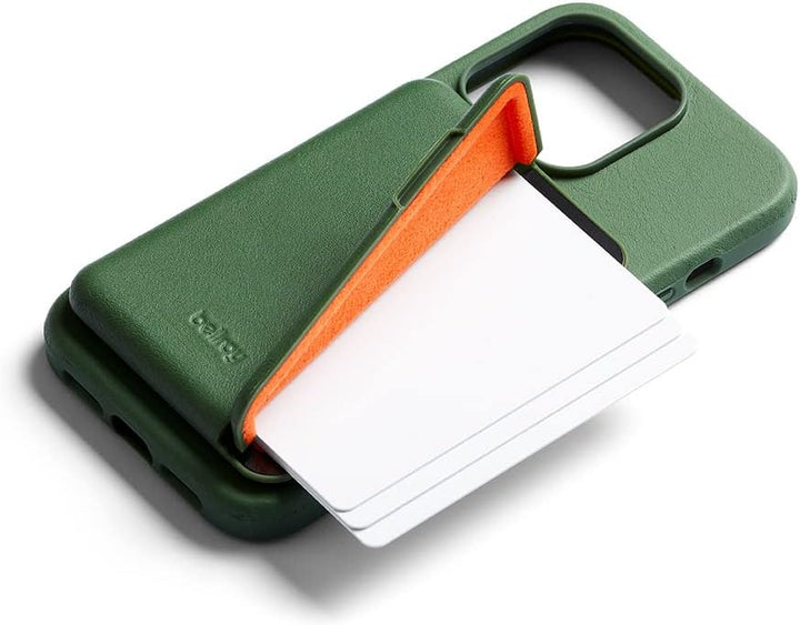 Bellroy Mod Hülle + Brieftasche für iPhone 14 Pro - (Leder-Handyhülle, Slim Card Holder) - Evergreen