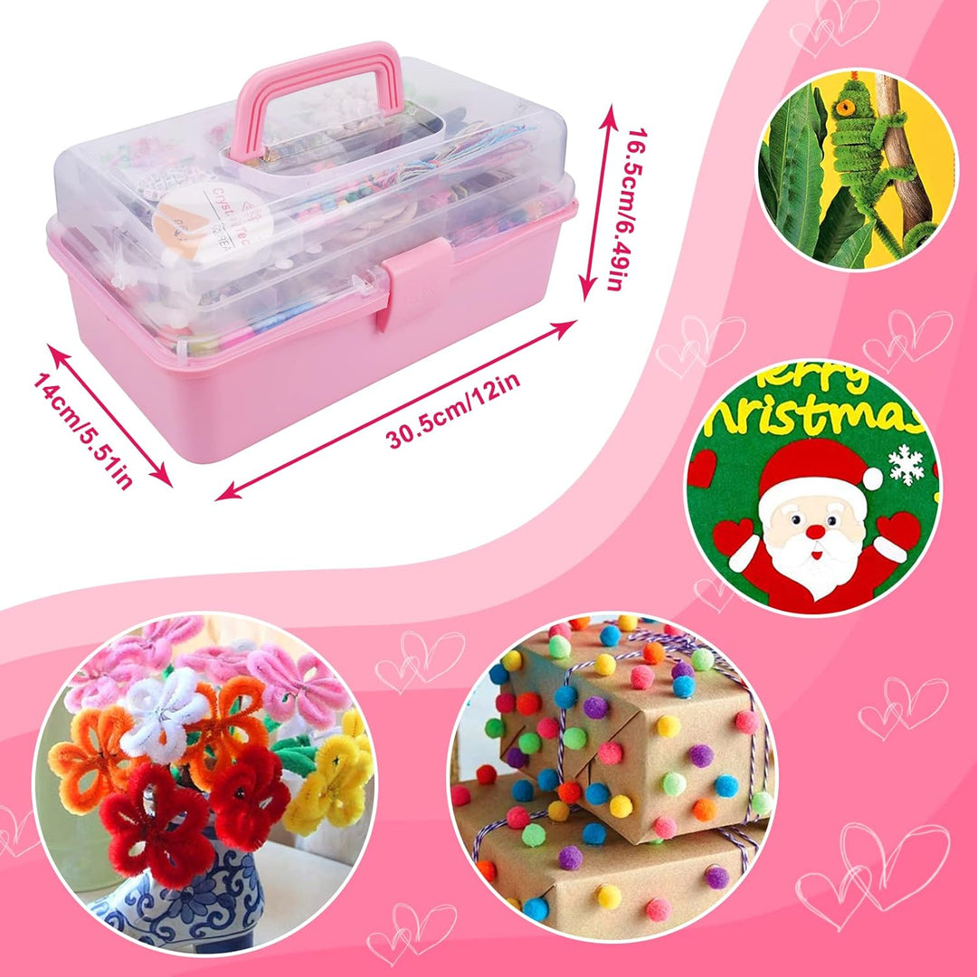 Bastelset Kinder,3000+ DIY Basteln Bastelkoffer,DIY Kunsthandwerk Bastelkoffer Bastelbedarf Art Craf