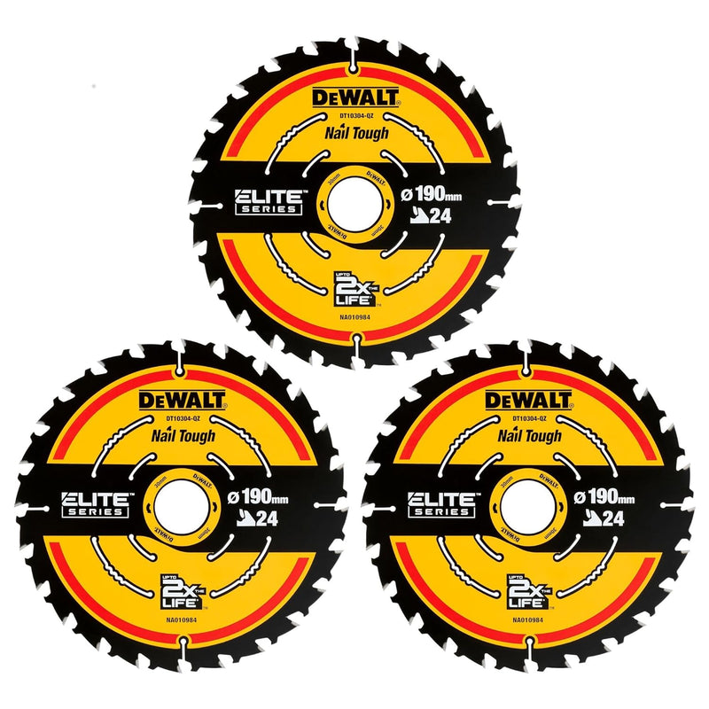 Dewalt Elite Kreissägeblatt-Set DT10399 (Sägeblatt-ø 190/30 mm, Schnittbreite: 1,65 mm, 24 Zähne, Ge