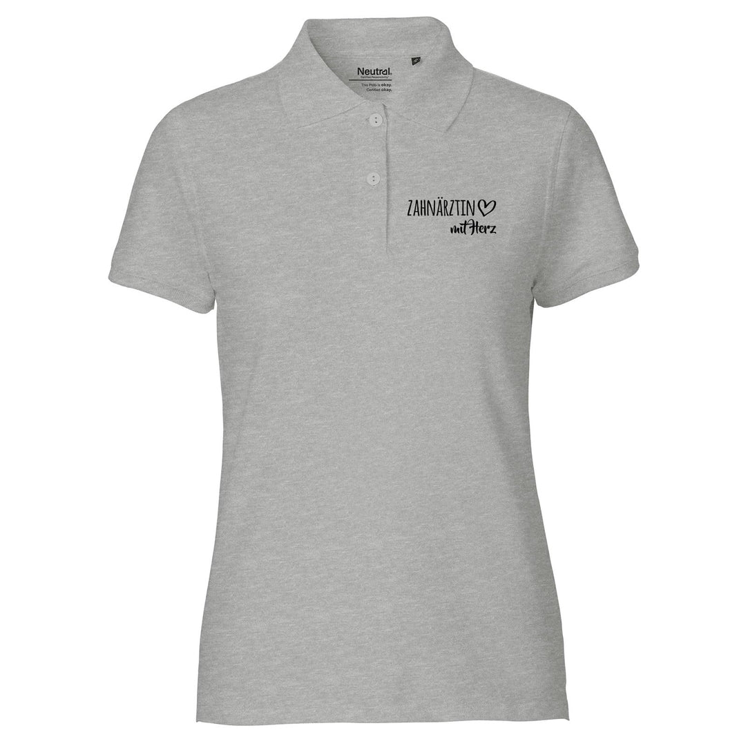 Huuraa Damen Polo Shirt Zahnärztin mit Herz Geschenk Grösse XS-XXL Bio Baumwolle Fairtrade Zahnärzti