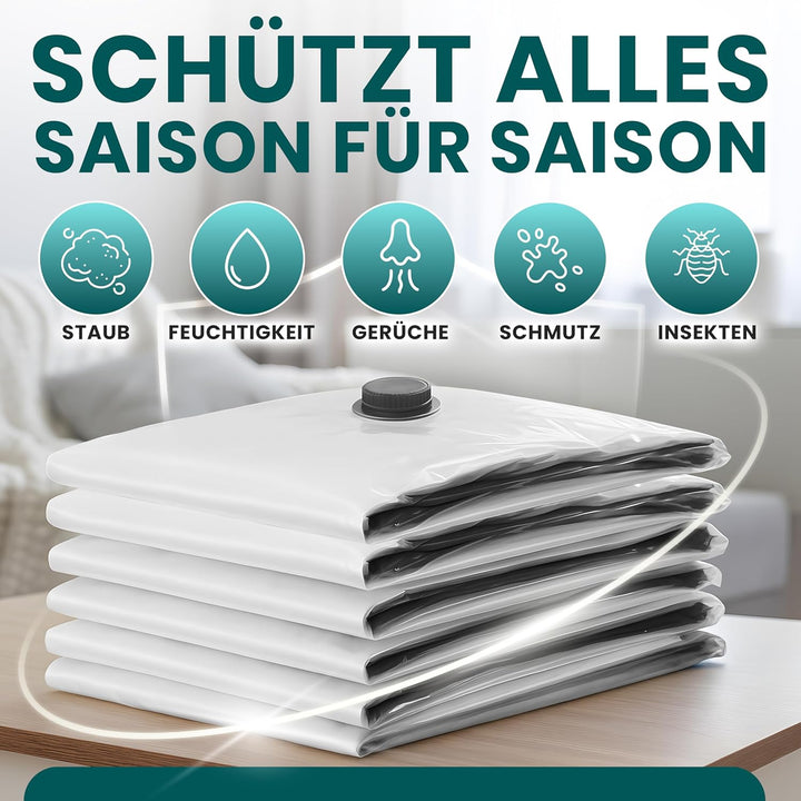 myHodo Vakuumierbeutel Set XXL (6 Stück 80x120 cm) Extra Grosse Vakuumbeutel für Bettdecken, Praktis