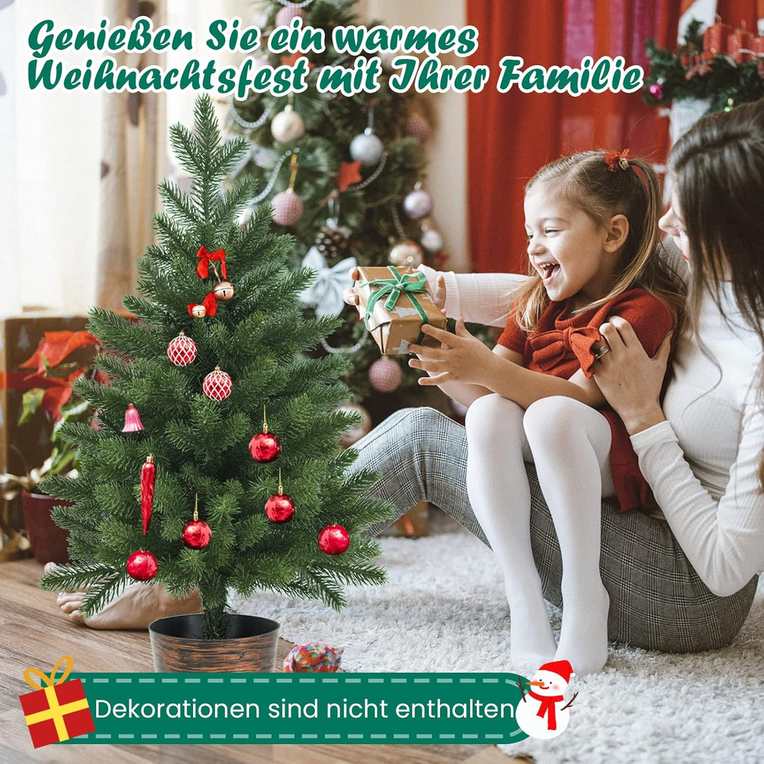 GOPLUS Mini-Weihnachtsbaum 60cm, Künstlicher Tisch Weihnachtsbaum mit 50 Zweigen & Sockel, 100% PE-S