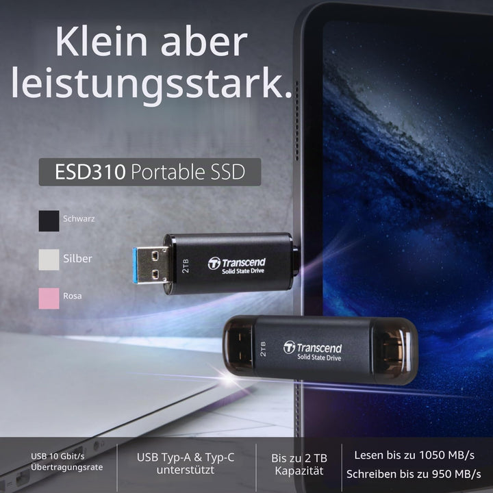 Transcend External SSD 512GB ESD310S USB 2) Silver 2) 512GB, 2) Silver 2) 512GB