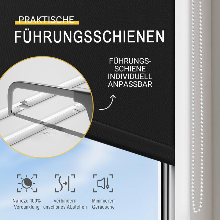 Sol Royal Kassettenrollo mit Führungsschiene SolReflect K24 60x175 cm Schwarz - Blackout Thermorollo