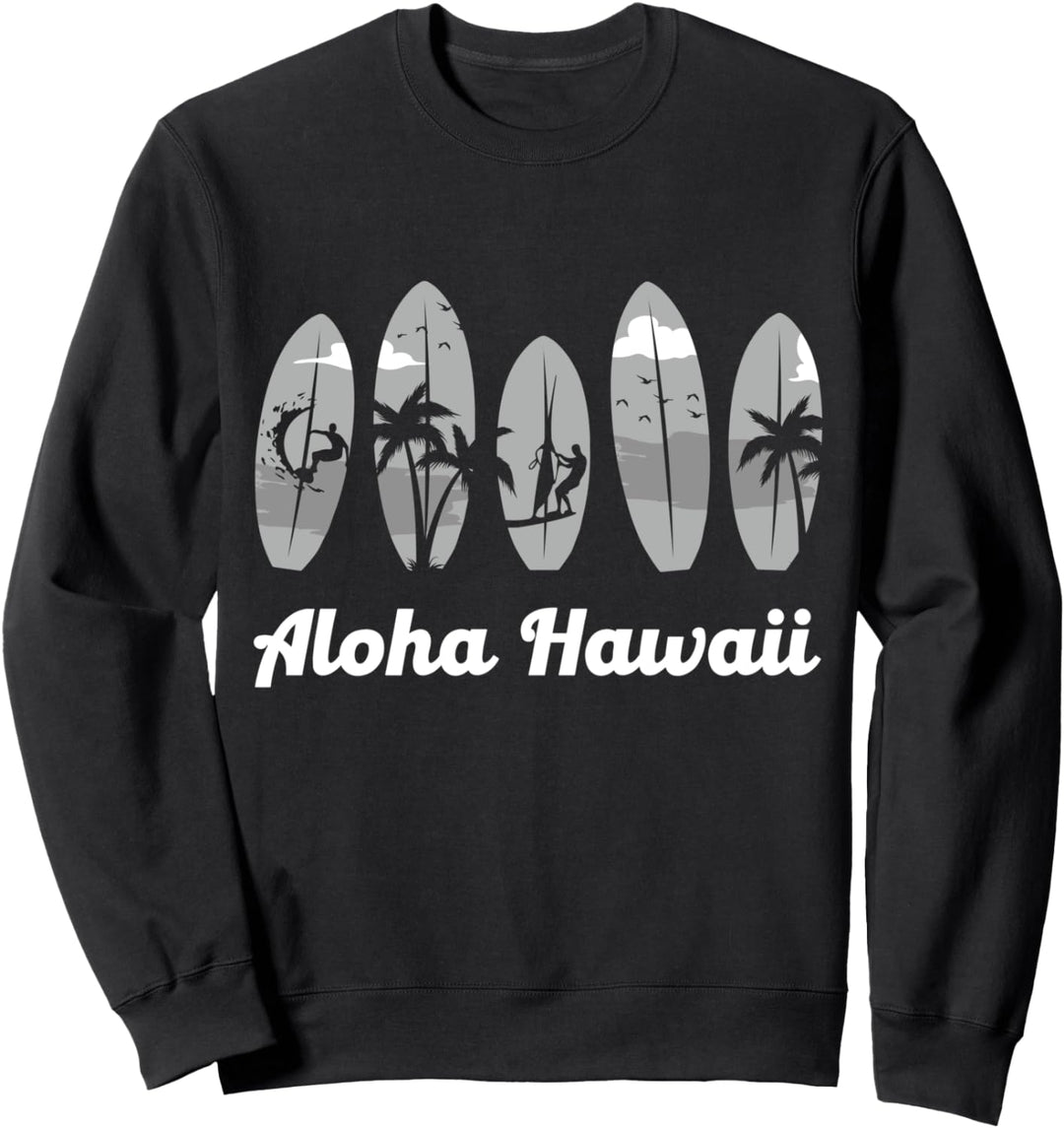 Aloha Hawaii Hawaiianisches Surfbrett Surfen Strand Palmen Sweatshirt