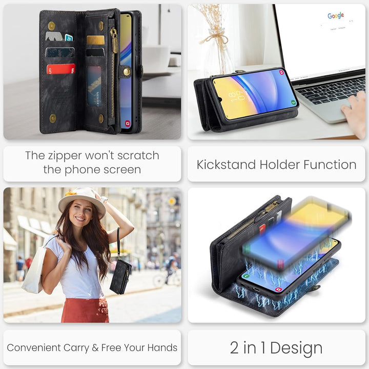 UFinetech für Samsung A15 Hülle, Stossfest Kartenfach Magnetisch Abnehmbare Tasche Handyhülle für Sa