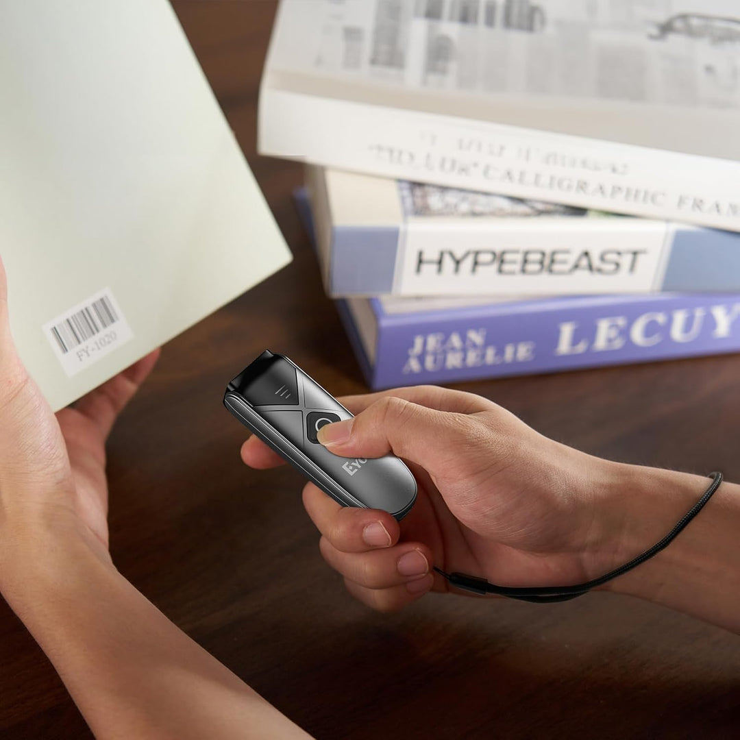 2er-Pack Eyoyo Mini-Bluetooth-Barcode-Scanner für Bibliotheken, kabelloser 2D-Scanner, kompatibel mi