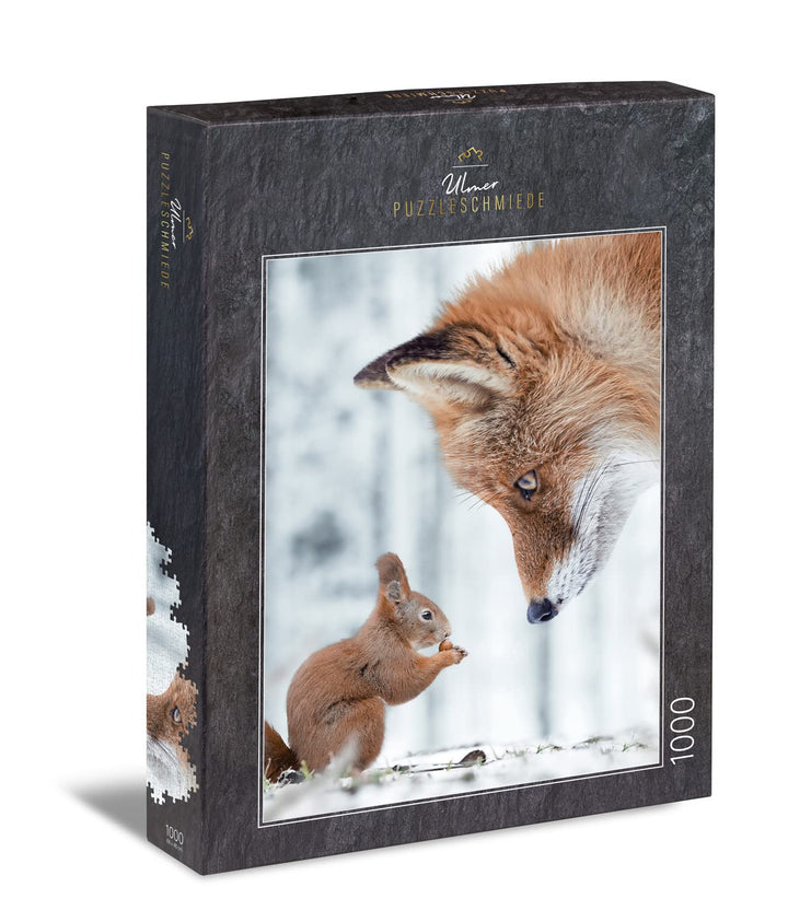 Ulmer Puzzleschmiede - Puzzle „Fleissig &amp; Schlau“ - Pfiffiges 1000 Teile Tierpuzzle – Eichhörnchen u
