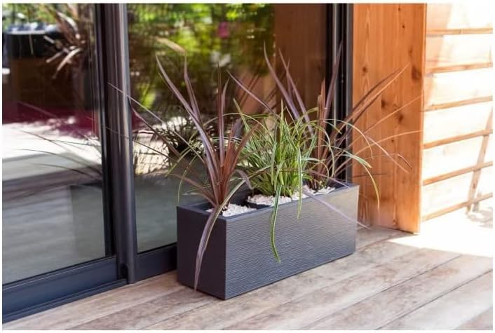 EDA Blumenkasten Graphit – Anthrazit – 59 x 19,5 x 22,8 cm 25 l Kunststoff – innen und aussen