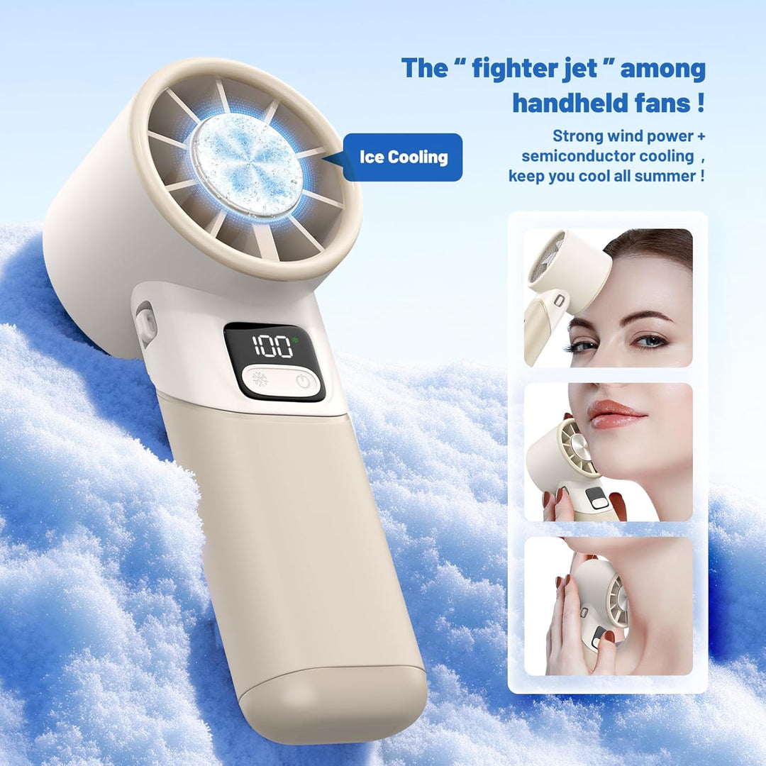 GKT Tragbarer Handventilator, Einstellbare Geschwindigkeit (1-100), Kühlventilator, 5000mAh Handvent