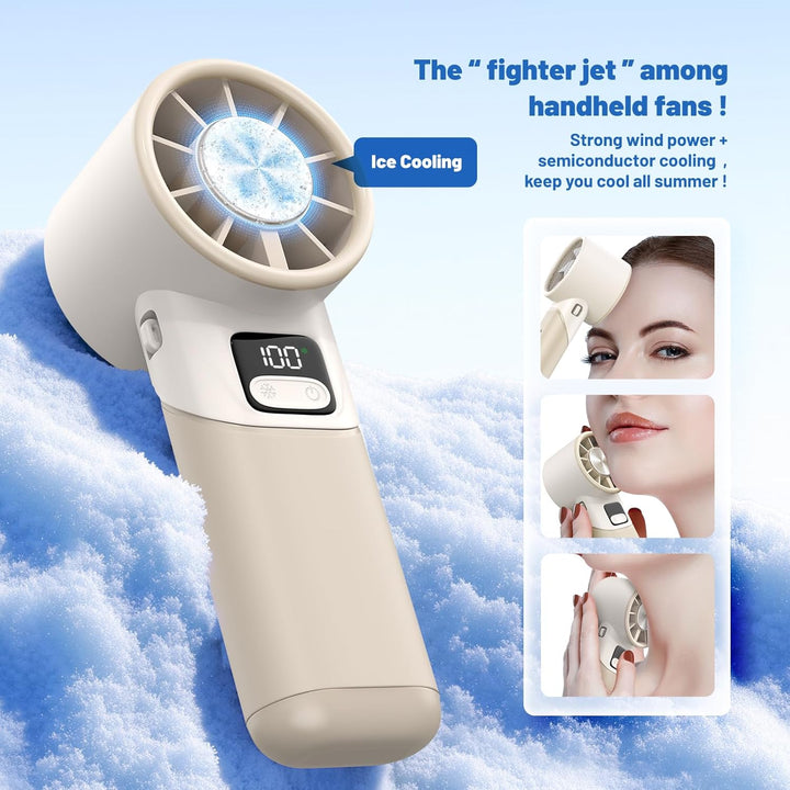 GKT Tragbarer Handventilator, Einstellbare Geschwindigkeit (1-100), Kühlventilator, 5000mAh Handvent