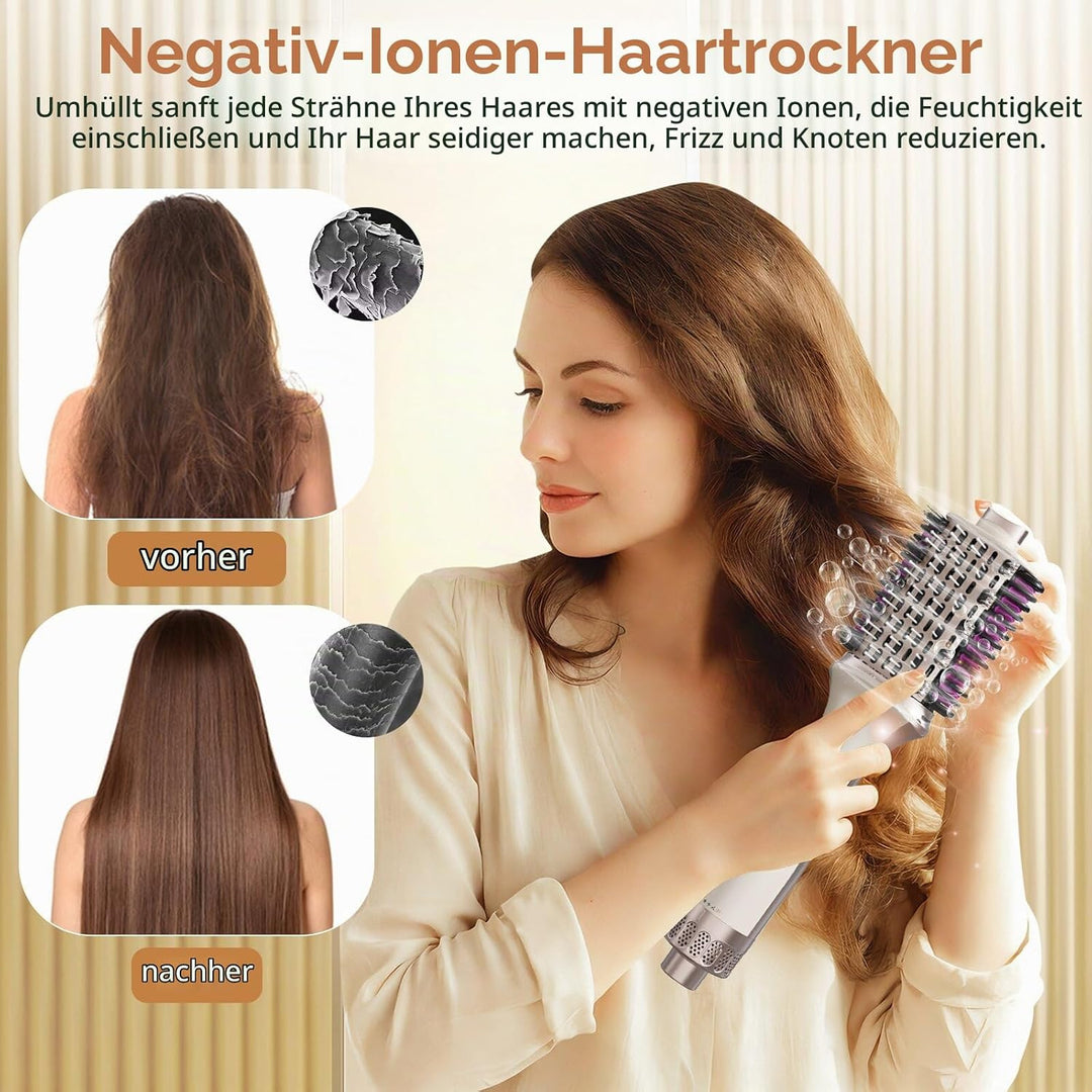 HyAdierTech Warmluftbürste, 3 in 1 One-Step Föhnbürste, Heissluftbürste mit 3 einstellbare Temperatu