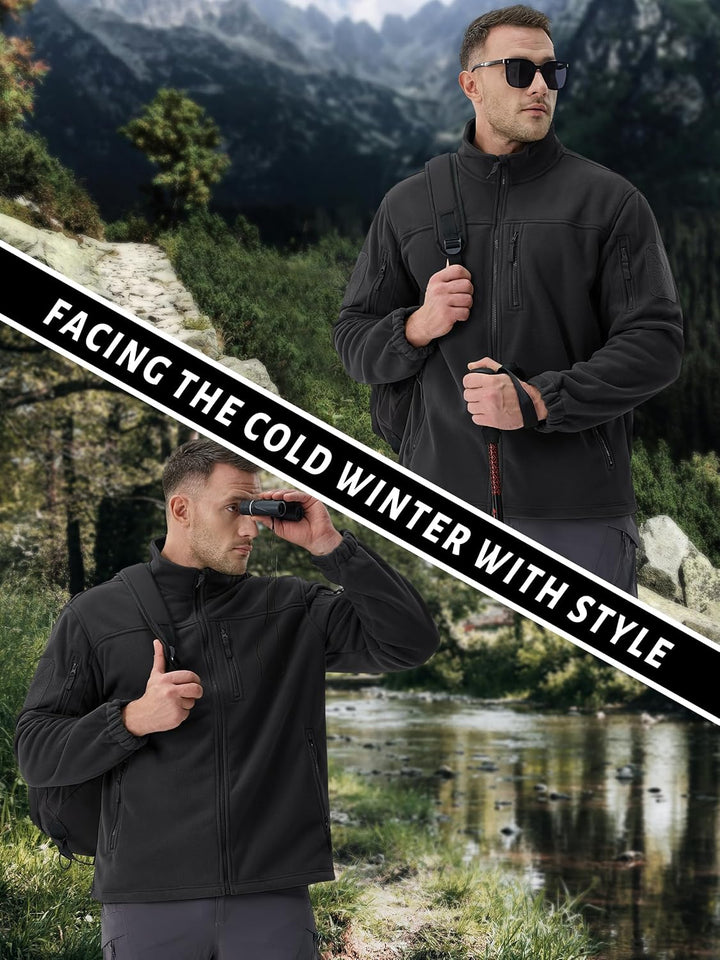 TACVASEN Herren Militär Outdoor Fleecejacke Warme Taktische Jacke Fleece Jacket S Schwarz, S Schwarz