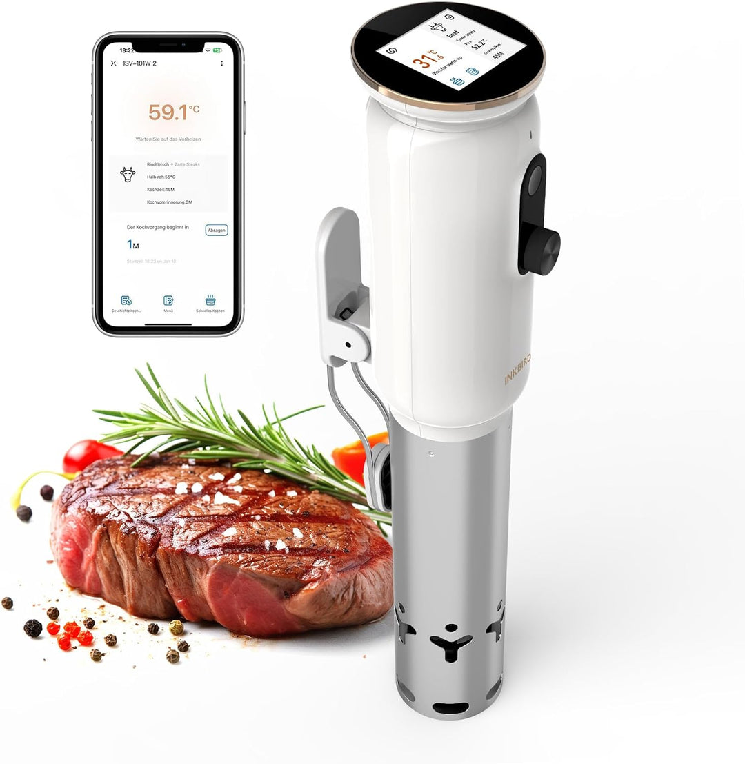 INKBIRD WiFi Sous Vide Stick ISV-101W, 1000 Watt Sous Vide, 3D-Wasserzirkulationserhitzung mit App-V