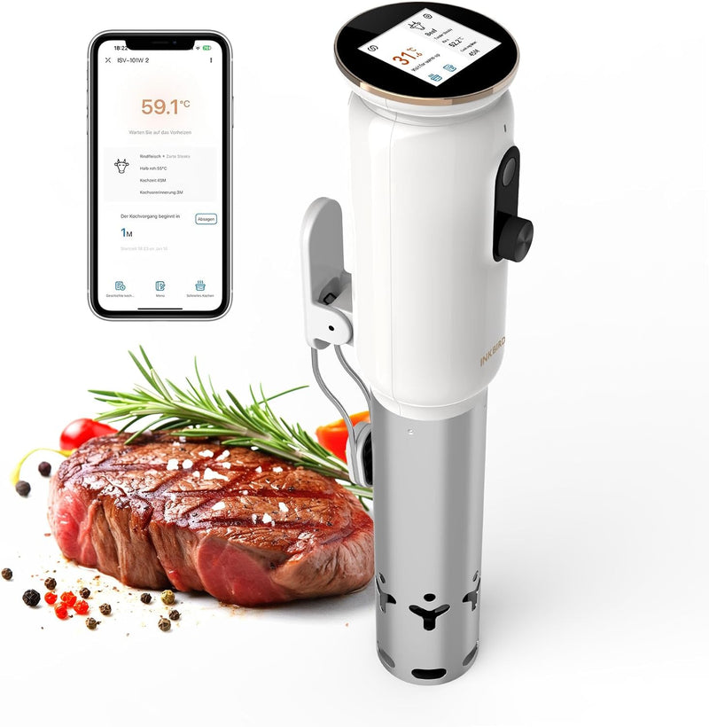 INKBIRD WiFi Sous Vide Stick ISV-101W, 1000 Watt Sous Vide, 3D-Wasserzirkulationserhitzung mit App-V