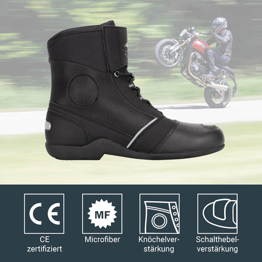 FAST WAY Touring 201 Motorradstiefel Herren, CE Zertifiziert, Schalthebelverstärkung, Knöchelschutz,