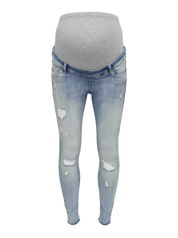 ONLY MATERNITY Damen Olmblush Mid Sk Raw Ankle DNM Jeanshose XL / 32L Light Blue Denim, XL / 32L Lig