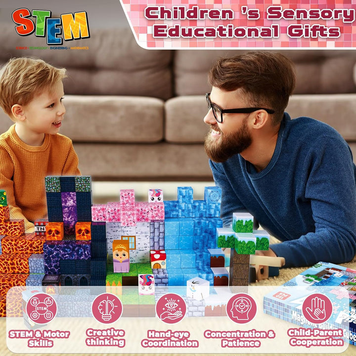ToyUnited Magnetische Bausteine Magnetic Blocks Bauen Mine Fantasiewelt 150PCS Magnet Bausteine für