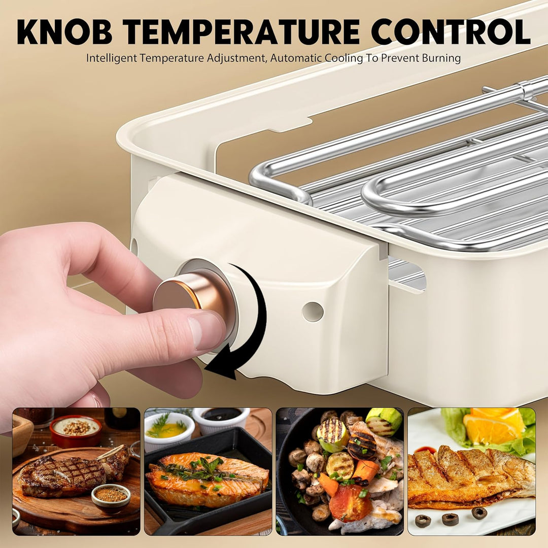 1500W Hot Pot Elektrisch mit Grillplatte, 2 in 1 Hotpot Elektrisch Pot und BBQ Grill, Smokeless mit