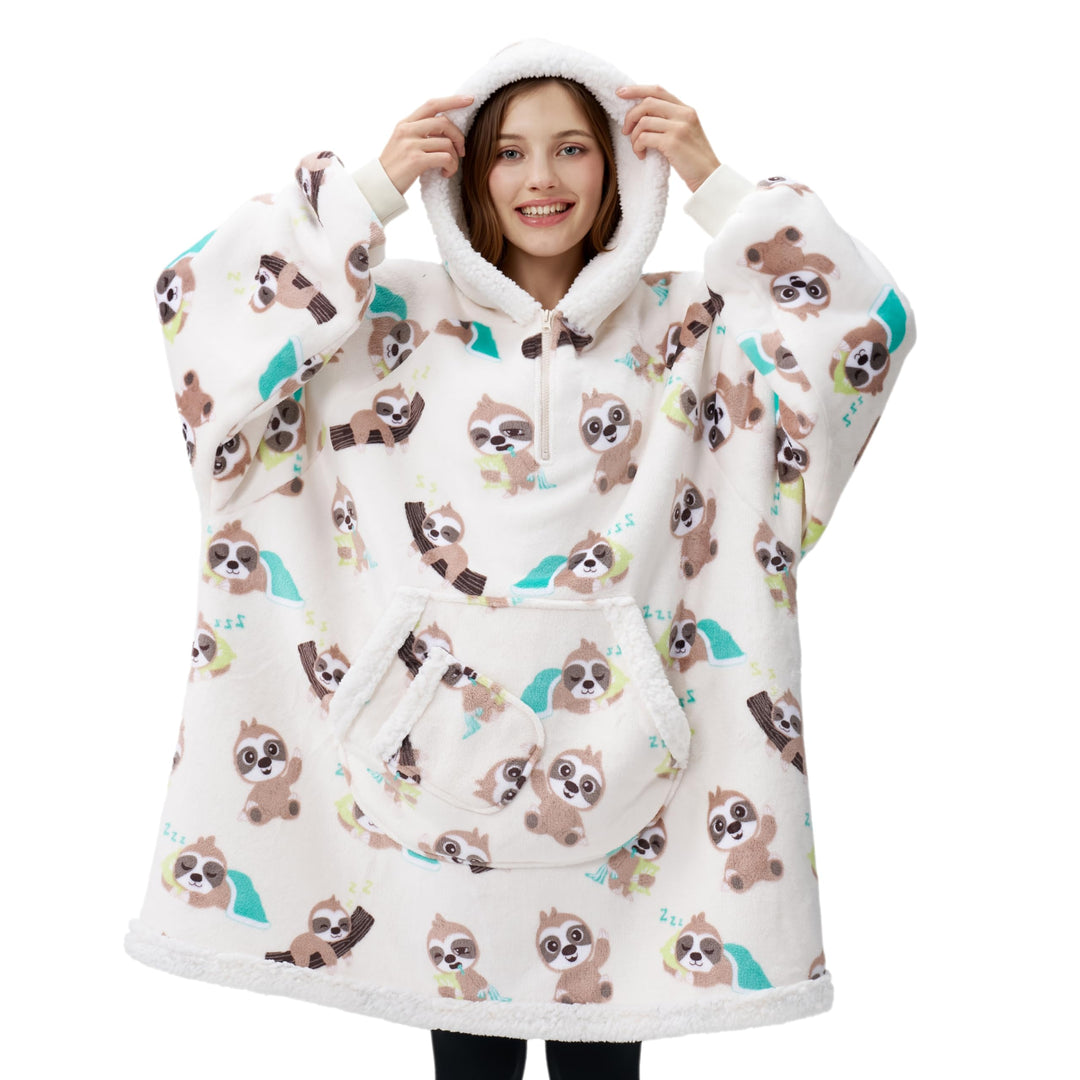Giggling Getup tragbare Decken Hoodie – Übergrosse Flanell Sherpa Fleece Sweatshirt Decke für Erwach