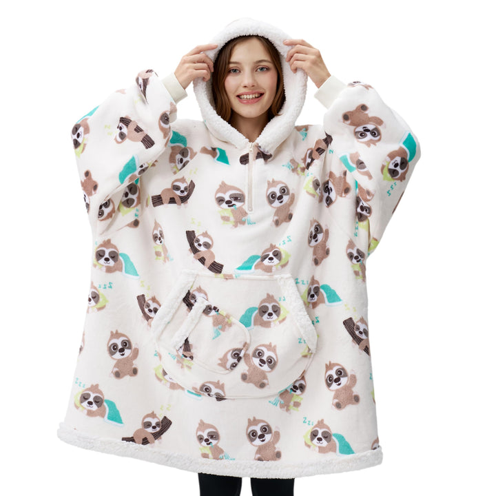 Giggling Getup tragbare Decken Hoodie – Übergrosse Flanell Sherpa Fleece Sweatshirt Decke für Erwach