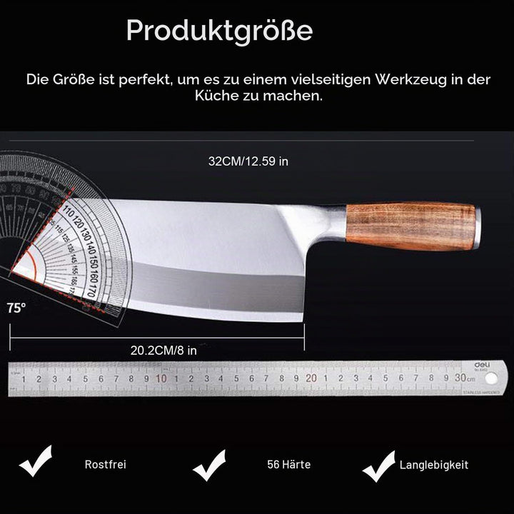 Küchenmesser, 8 Zoll Fleisch Cleaver Ultra Sharp, High Carbon Edelstahl Metzgermesser mit Holzgriff,
