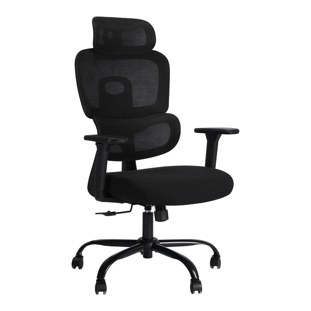 MUSSO E600AIR Ergonomischer Bürostuhl, hohe Rückenlehne, Heimbürostuhl mit adaptiver Lendenwirbelstü