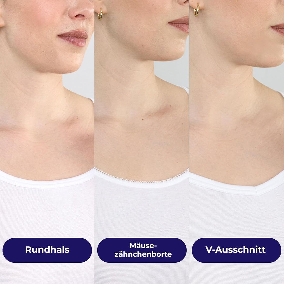 SES Unterhemden Damen 3er-Pack aus 100% Baumwolle/Unterhemd Damen mit weicher Feinripp-Qualität/Unte