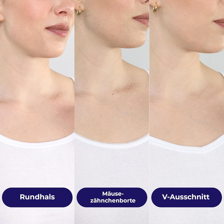 SES Unterhemden Damen 3er-Pack aus 100% Baumwolle/Unterhemd Damen mit weicher Feinripp-Qualität/Unte