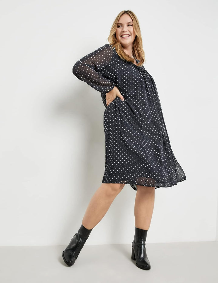 Samoon Damen Kleid 52 Navy Gemustert, 52 Navy Gemustert