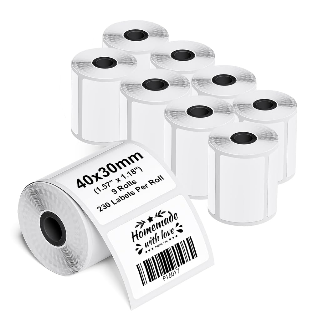 Phomemo M110/M220/M221/M200/M120/M100/M108/M150/M250/M260 Selbstklebende Etiketten, 1.57"x1.18"(40x3