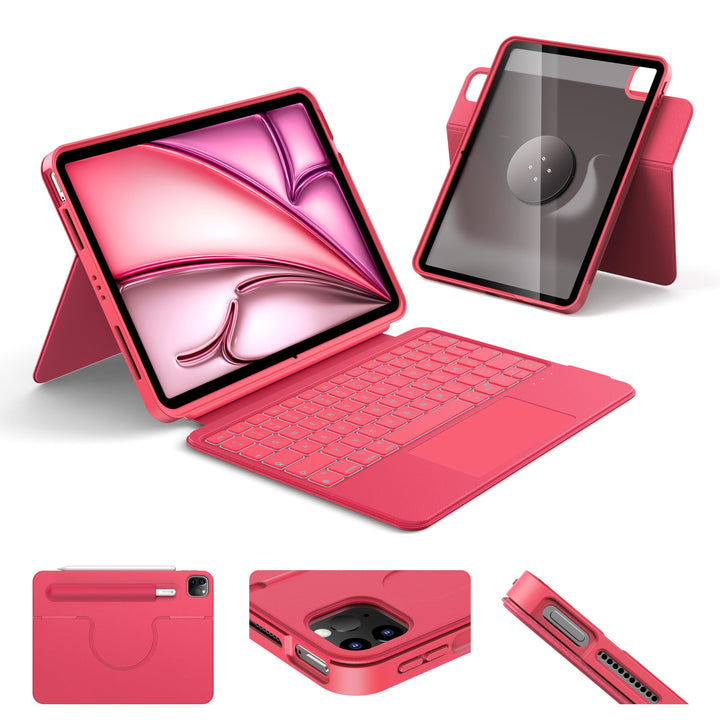 HOU 360° Drehbare Abnehmbare Hülle mit Tastatur für iPad Air 11" (M3/M2) 2025, Air 7/6/5/4,Pro 11" (