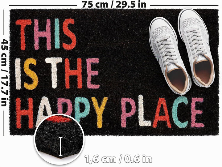 BRUBAKER Fussmatte für Aussen und Innen - This is My Happy Place - 45 x 75 cm Schmutzfangmatte - Ant