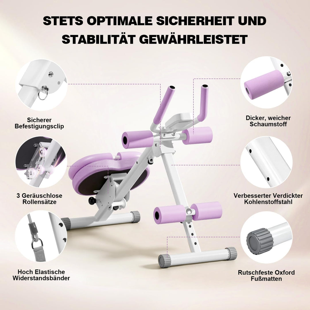 Bauchtrainer für Zuhause, Verstellbares&amp;Klappbar Bauchmuskeltrainer Basis Rückenlehne-Lila, Basis Rü