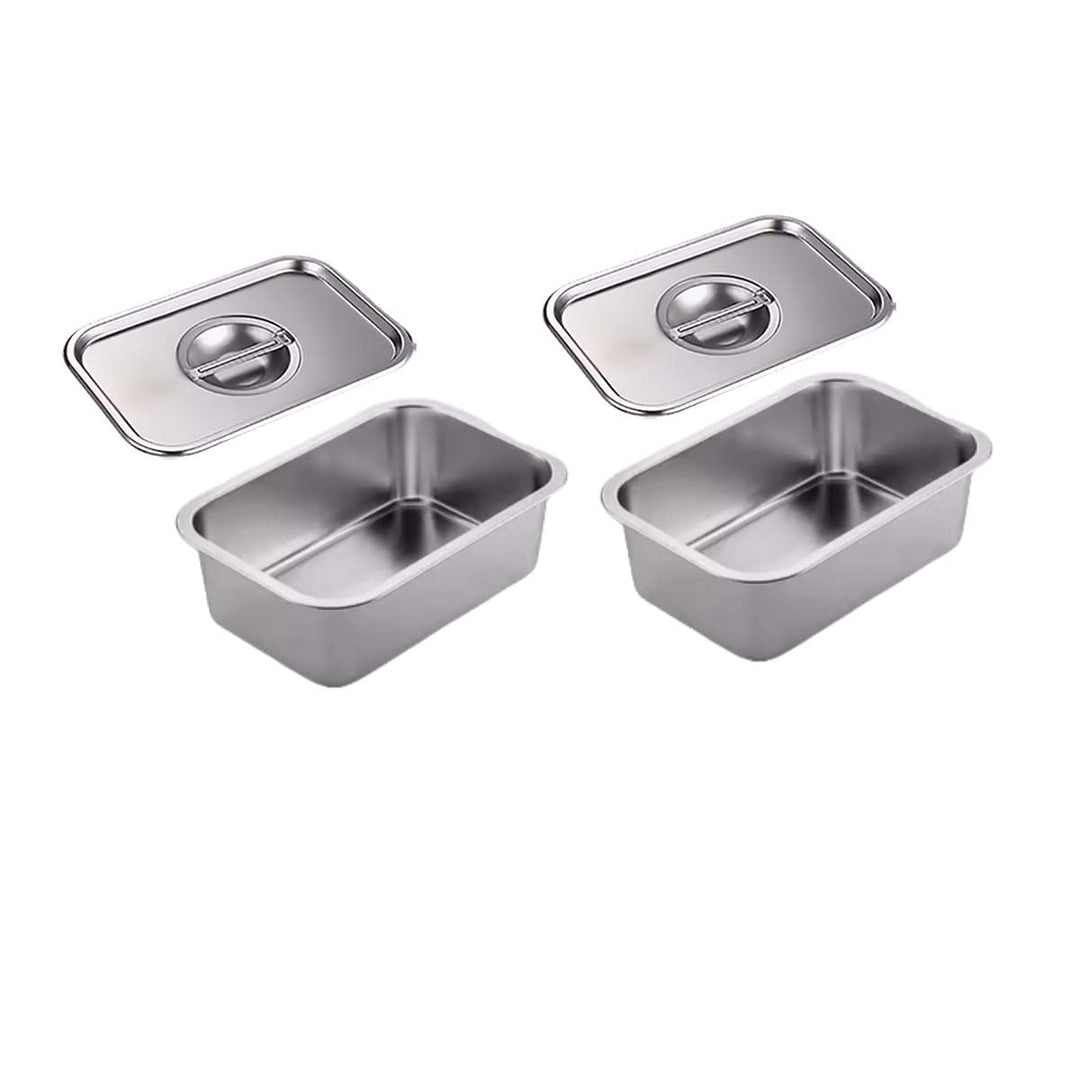 Edelstahlpfannen mit Deckel, Dampftischpfanne, Edelstahl-Behälter-Set, stapelbare Metalldampfgarpfan