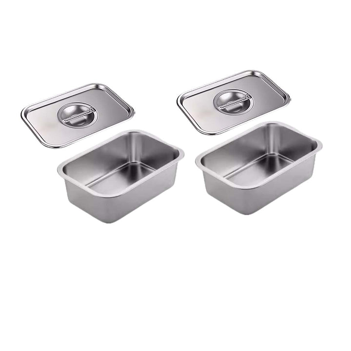 Edelstahlpfannen mit Deckel, Dampftischpfanne, Edelstahl-Behälter-Set, stapelbare Metalldampfgarpfan