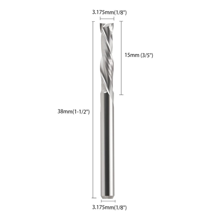 EU_HOZLY 3.175x15mm UP & DOWN Schneiden Sie zwei Flöten Spiral Hartmetallwerk Werkzeugschneider für