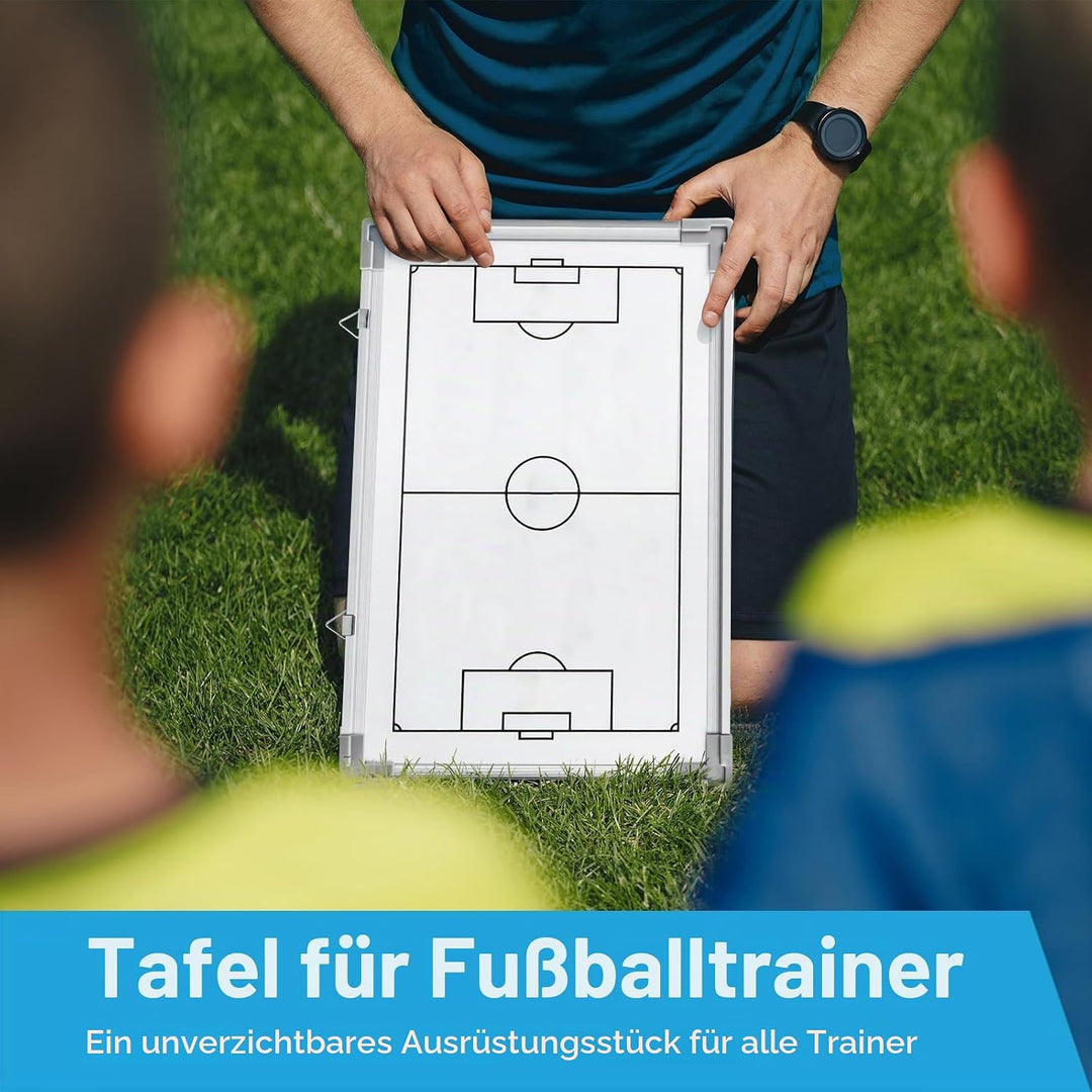 Holzsammlung Profi Coaches Whiteboard Tragbar Taktiktafel für Fussball mit Magnete, Stifte und Radie