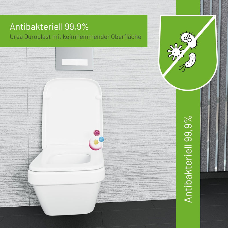 LUVETT® WC-Sitz inkl. 3 Edelstahl Montagelösungen & Absenkautomatik Softclose, Made in EU, antibakte