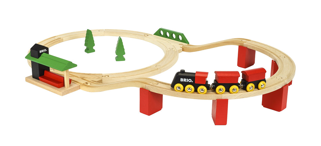 33424 BRIO Classic Deluxe-Set - Eisenbahnzubehör Holzeisenbahn - Empfohlen für Kinder ab 3 Jahren