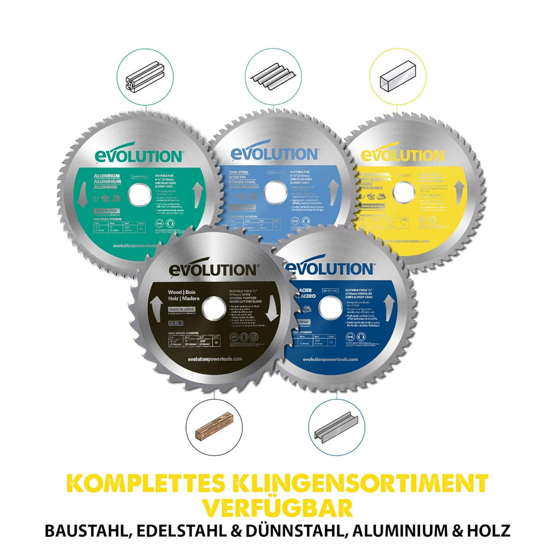 Evolution S210TCT-54CS - 210 mm Sägeblatt zum Schneiden von Edelstahl - Metall-Sägeblatt mit 54 Zähn