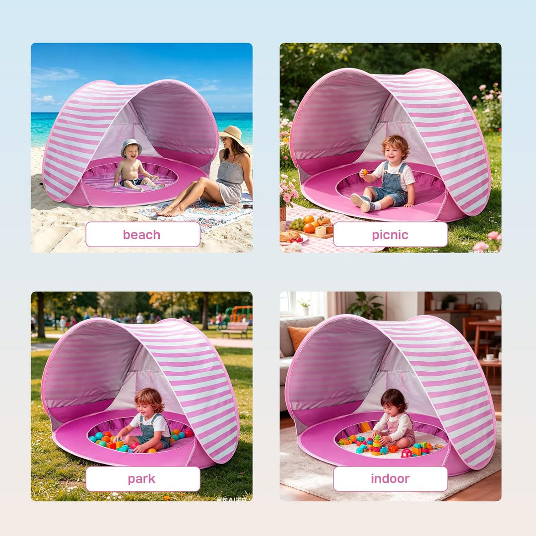 Strandmuschel Baby - UV Schutz 50+ Pop Up Strandmuschel - Baby Pool mit Sonnenschutz - Baby Strandze
